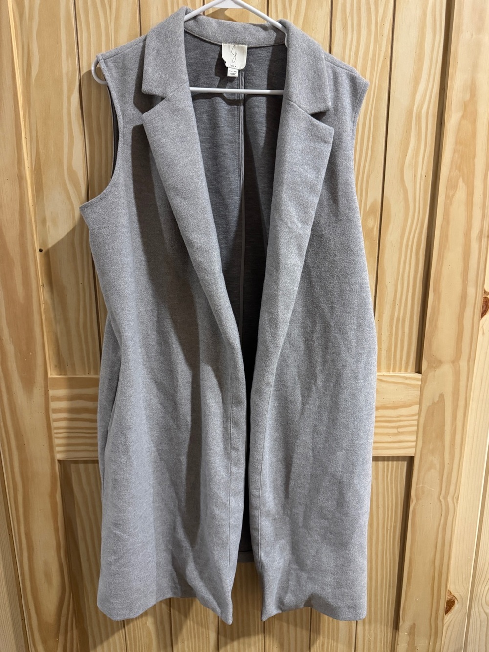 Joie XL trench sleeveless vest with collar and pockets—Grey